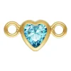Gold Filled Cubic Zirconia Heart Bezel Connector Swiss Blue, 3mm