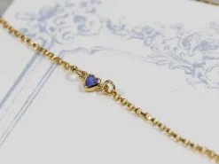 Gold Filled Cubic Zirconia Heart Bezel Connector Swiss Blue, 3mm