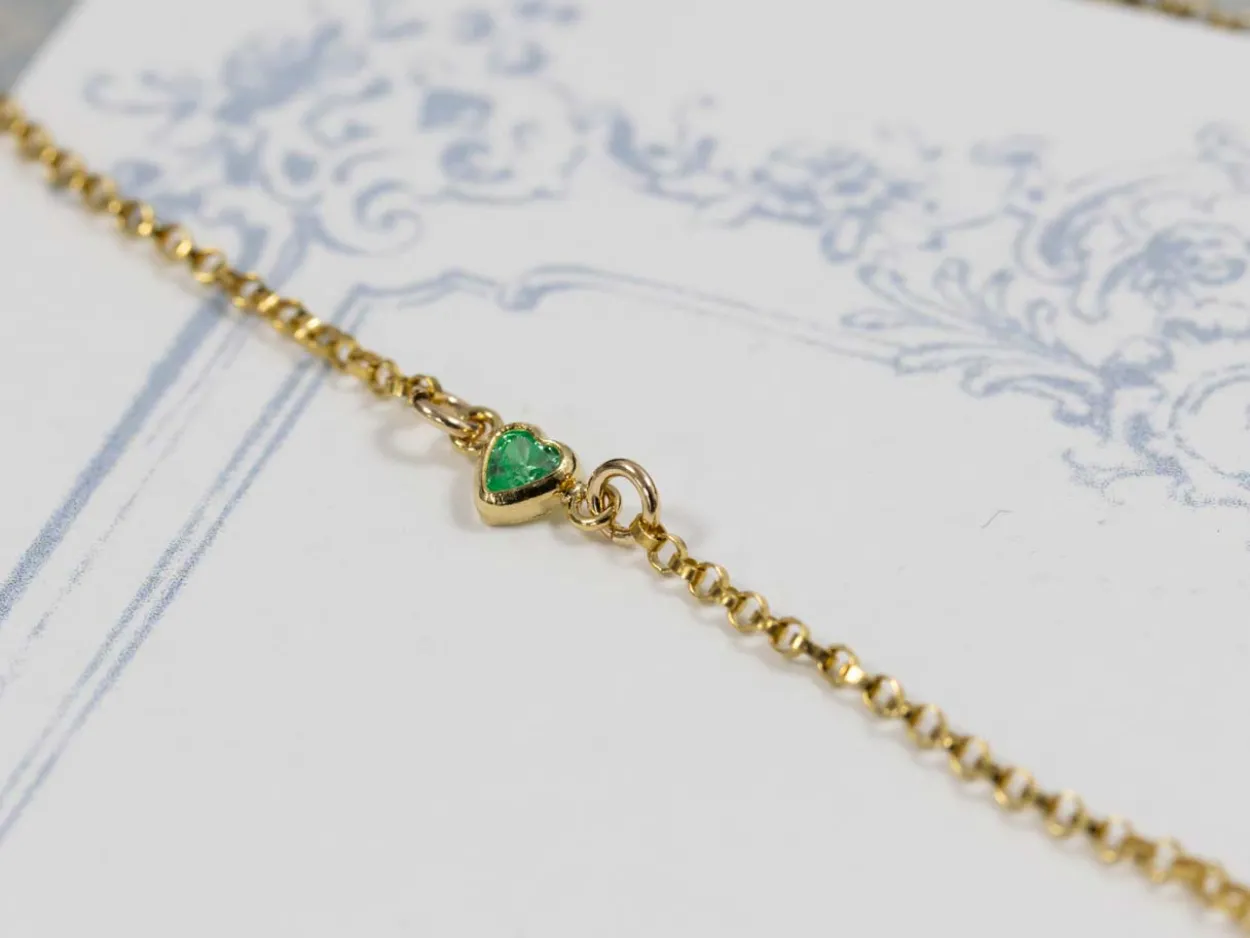 Gold Filled Cubic Zirconia Heart Bezel Connector Lime, 3mm