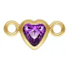 Gold Filled Cubic Zirconia Heart Bezel Connector Amethyst, 3mm