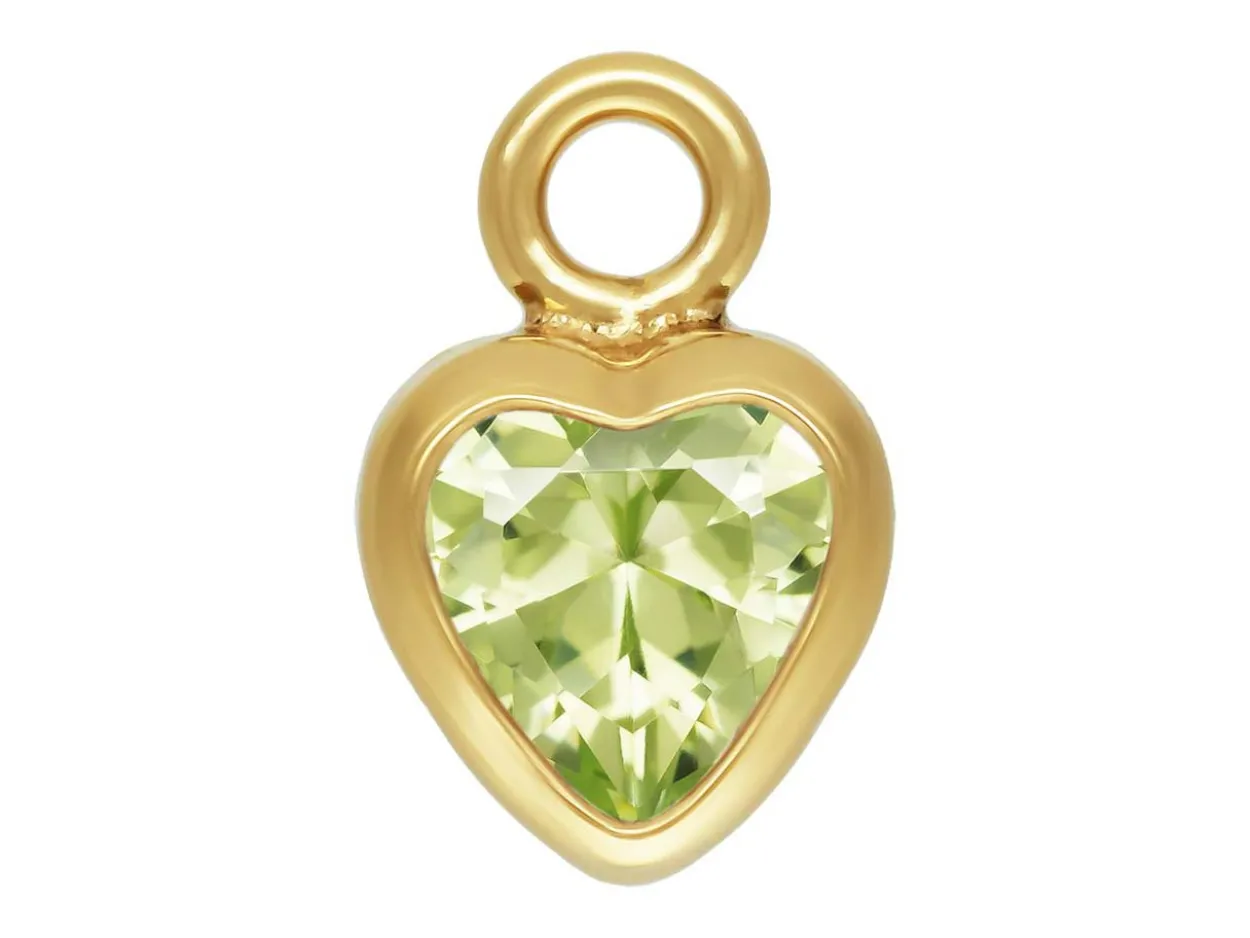 Gold Filled Cubic Zirconia Heart Bezel Drop Connector Lime, 3mm