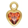 Gold Filled Cubic Zirconia Heart Bezel Drop Connector Ruby, 3mm