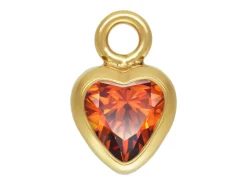 Gold Filled Cubic Zirconia Heart Bezel Drop Connector Ruby, 3mm