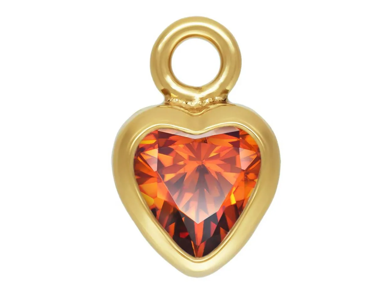 Gold Filled Cubic Zirconia Heart Bezel Drop Connector Ruby, 3mm