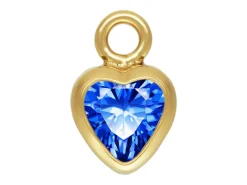 Gold Filled Cubic Zirconia Heart Bezel Drop Connector Sapphire, 3mm