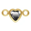 Gold Filled Cubic Zirconia Heart Bezel Connector Black, 3mm