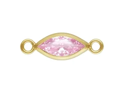 Gold Filled Cubic Zirconia Marquise Bezel Connector Pink, 3mm X 6.0mm