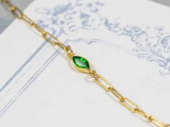 Gold Filled Cubic Zirconia Marquise Bezel Connector Green, 3mm X 6.0mm