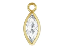 Gold Filled Cubic Zirconia Marquise Bezel Drop Connector White, 3mm X 6.0mm