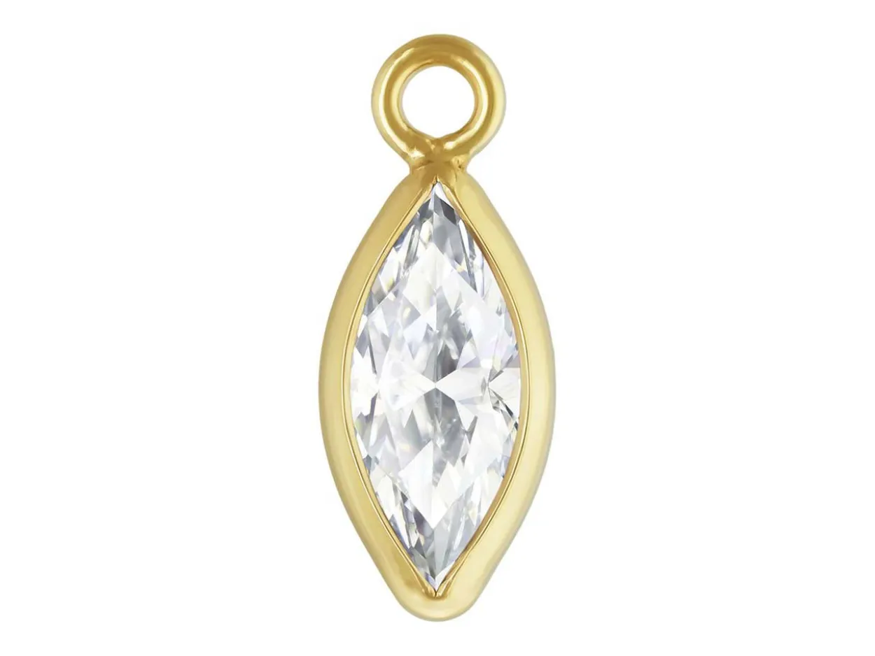 Gold Filled Cubic Zirconia Marquise Bezel Drop Connector White, 3mm X 6.0mm