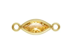 Gold Filled Cubic Zirconia Marquise Bezel Connector Champagne, 3mm X 6.0mm