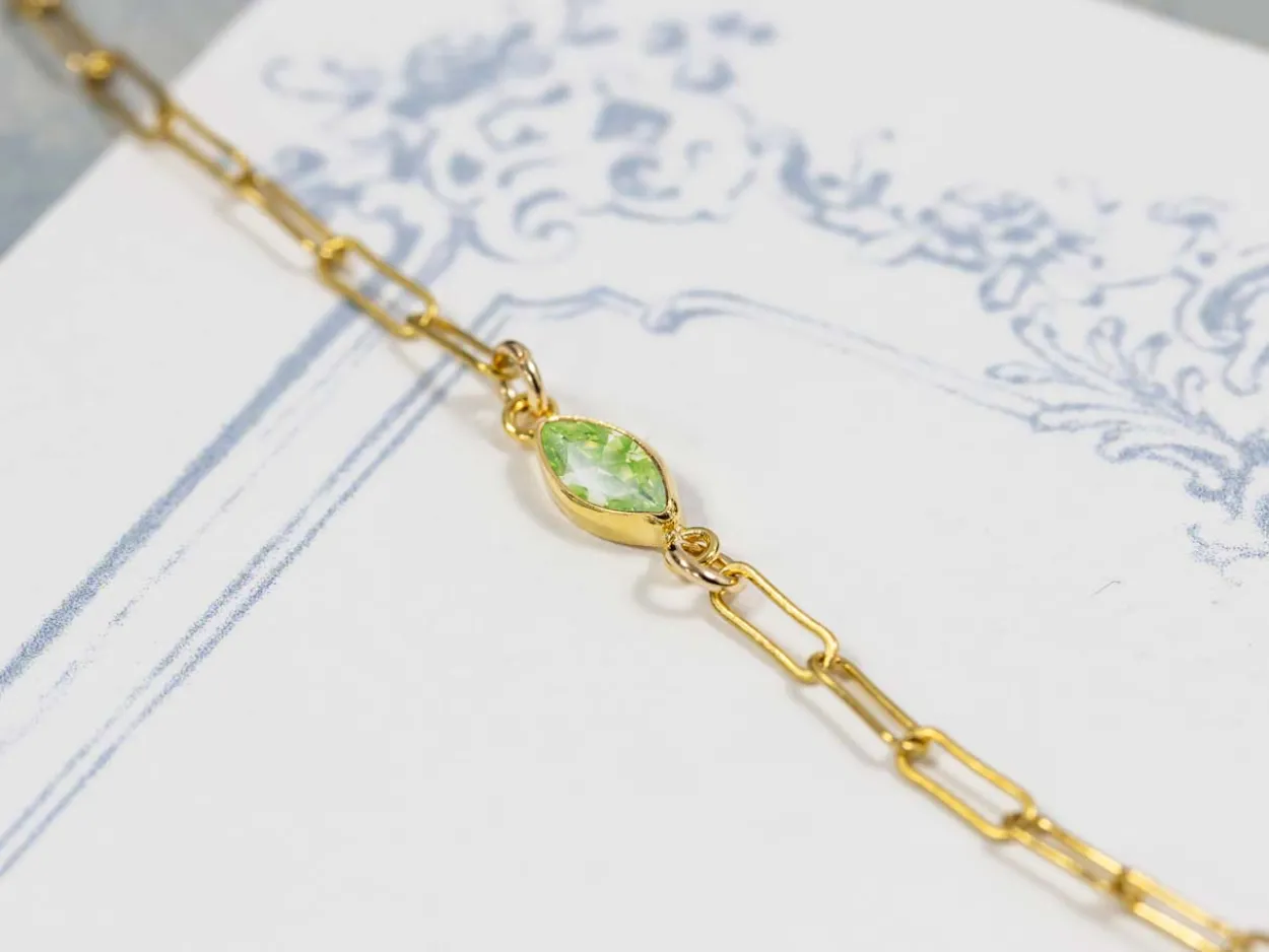 Gold Filled Cubic Zirconia Marquise Bezel Connector Lime, 3mm X 6.0mm