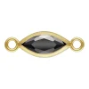 Gold Filled Cubic Zirconia Marquise Bezel Connector Black, 3mm X 6.0mm