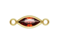 Gold Filled Cubic Zirconia Marquise Bezel Connector Garnet, 3mm X 6.0mm