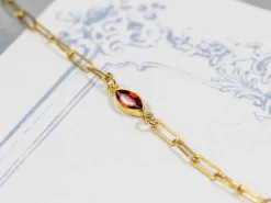 Gold Filled Cubic Zirconia Marquise Bezel Connector Garnet, 3mm X 6.0mm