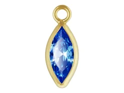 Gold Filled Cubic Zirconia Marquise Bezel Drop Connector Sapphire, 3mm X 6.0mm
