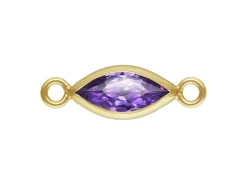 Gold Filled Cubic Zirconia Marquise Bezel Connector Amethyst, 3mm X 6.0mm