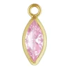 Gold Filled Cubic Zirconia Marquise Bezel Drop Connector Pink, 3mm X 6.0mm