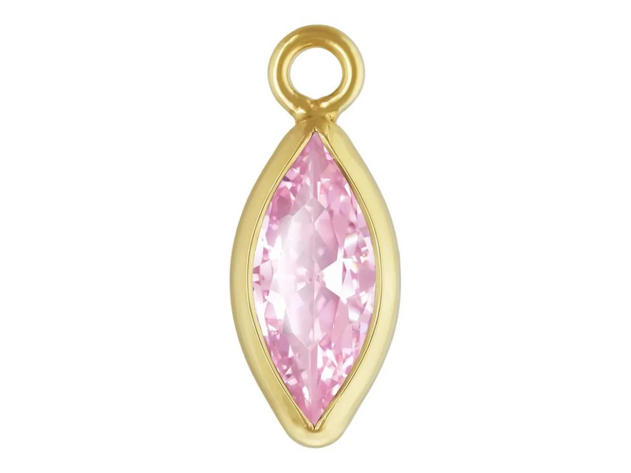 Gold Filled Cubic Zirconia Marquise Bezel Drop Connector Pink, 3mm X 6.0mm