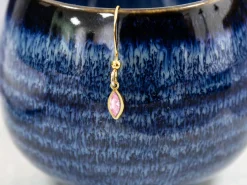 Gold Filled Cubic Zirconia Marquise Bezel Drop Connector Pink, 3mm X 6.0mm