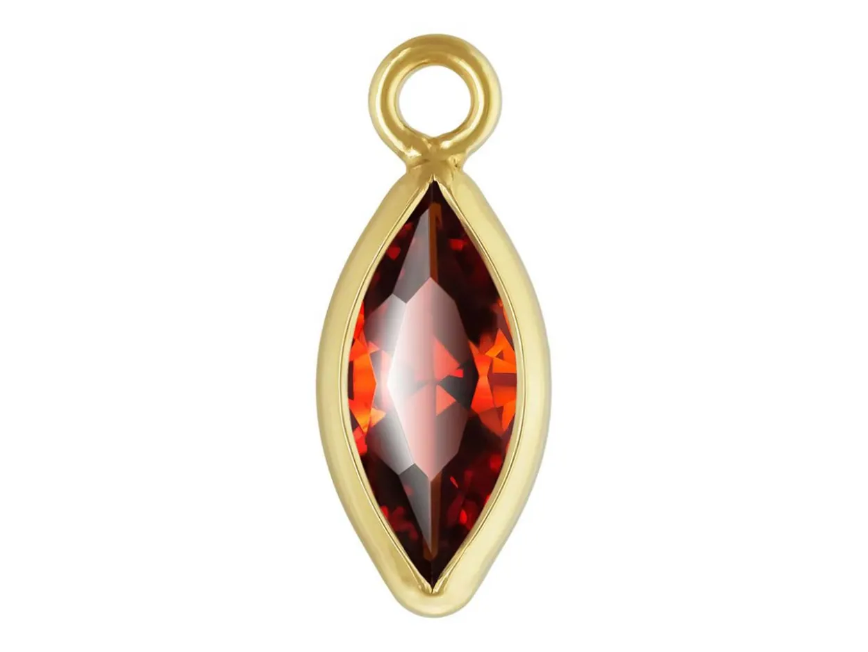 Gold Filled Cubic Zirconia Marquise Bezel Drop Connector Garnet, 3mm X 6.0mm