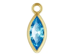 Gold Filled Cubic Zirconia Marquise Bezel Drop Connector Swiss Blue, 3mm X 6.0mm