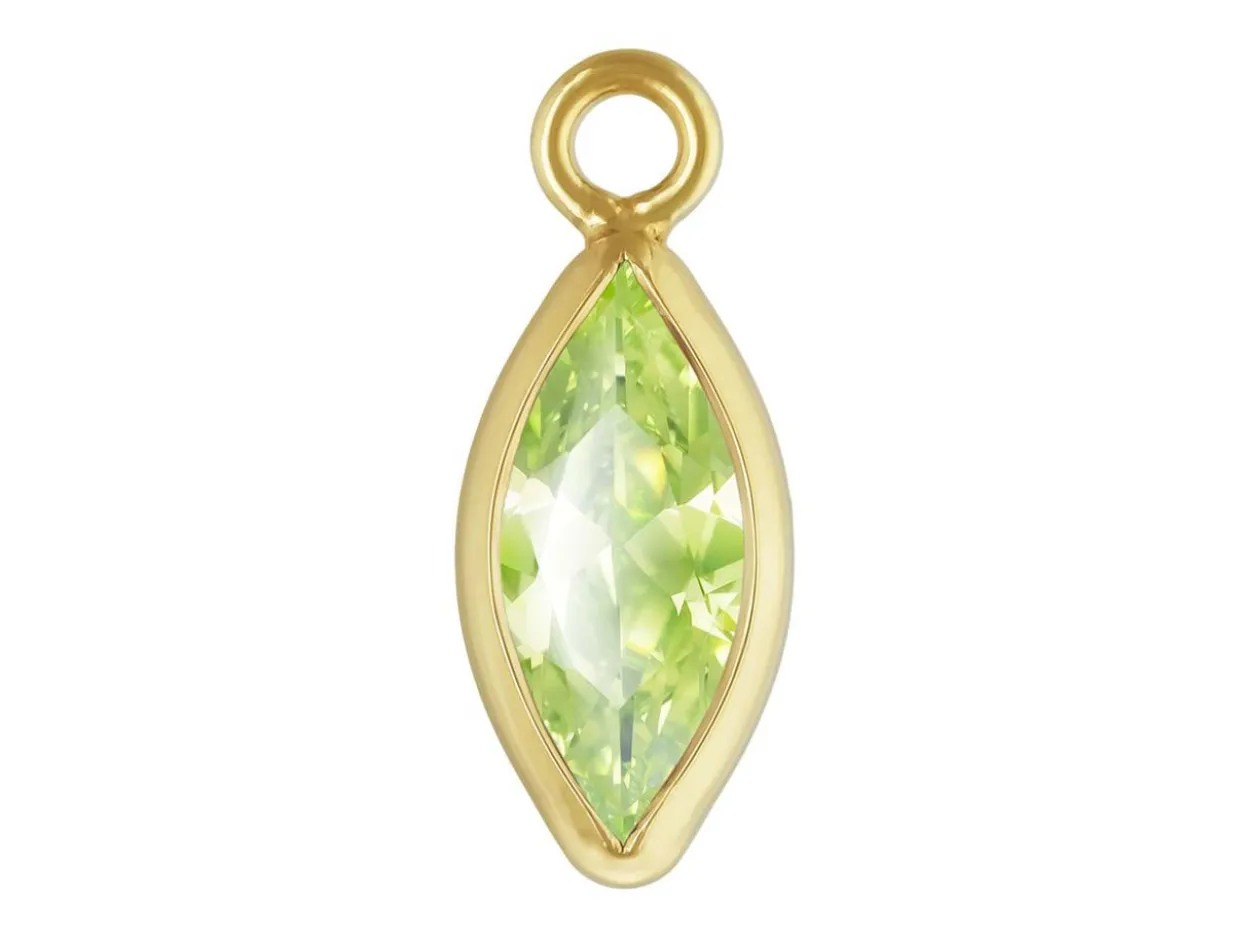 Gold Filled Cubic Zirconia Marquise Bezel Drop Connector Lime, 3mm X 6.0mm