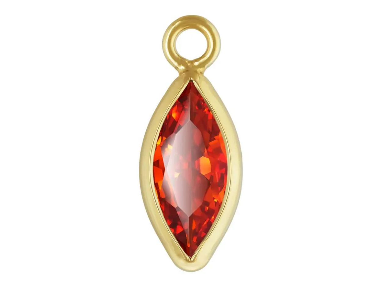 Gold Filled Cubic Zirconia Marquise Bezel Drop Connector Ruby, 3mm X 6.0mm