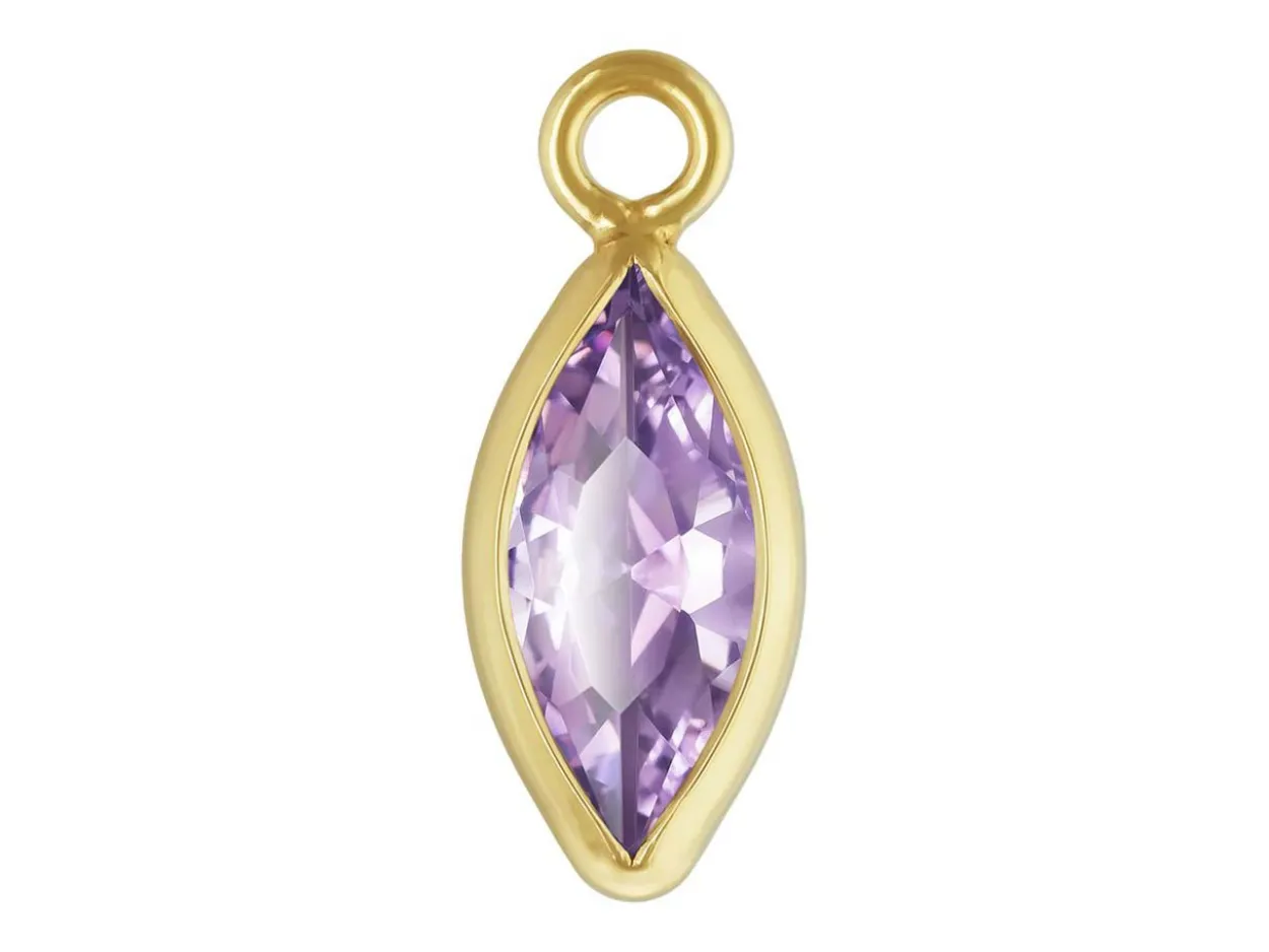 Gold Filled Cubic Zirconia Marquise Bezel Drop Connector Light Amethyst, 3mm X 6.0mm