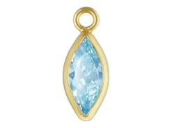 Gold Filled Cubic Zirconia Marquise Bezel Drop Connector Aquamarine, 3mm X 6.0mm