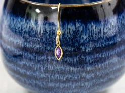 Gold Filled Cubic Zirconia Marquise Bezel Drop Connector Amethyst, 3mm X 6.0mm