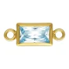 Gold Filled Cubic Zirconia Rectangle Bezel Connector Aquamarine, 3mm X 5mm