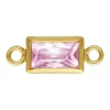 Gold Filled Cubic Zirconia Rectangle Bezel Connector Pink, 3mm X 5mm