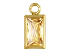 Gold Filled Cubic Zirconia Rectangle Bezel Drop Connector Champagne, 3mm X 5mm