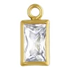 Gold Filled Cubic Zirconia Rectangle Bezel Drop Connector White, 3mm X 5mm