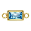 Gold Filled Cubic Zirconia Rectangle Bezel Connector Swiss Blue, 3mm X 5mm