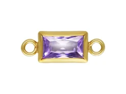 Gold Filled Cubic Zirconia Rectangle Bezel Connector Light Amethyst, 3mm X 5mm
