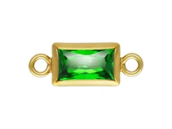 Gold Filled Cubic Zirconia Rectangle Bezel Connector Green, 3mm X 5mm