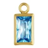 Gold Filled Cubic Zirconia Rectangle Bezel Drop Connector Swiss Blue, 3mm X 5mm