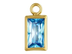 Gold Filled Cubic Zirconia Rectangle Bezel Drop Connector Swiss Blue, 3mm X 5mm