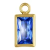 Gold Filled Cubic Zirconia Rectangle Bezel Drop Connector Sapphire, 3mm X 5mm