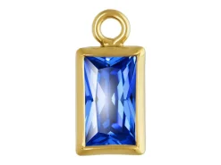 Gold Filled Cubic Zirconia Rectangle Bezel Drop Connector Sapphire, 3mm X 5mm