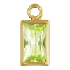 Gold Filled Cubic Zirconia Rectangle Bezel Drop Connector Lime, 3mm X 5mm