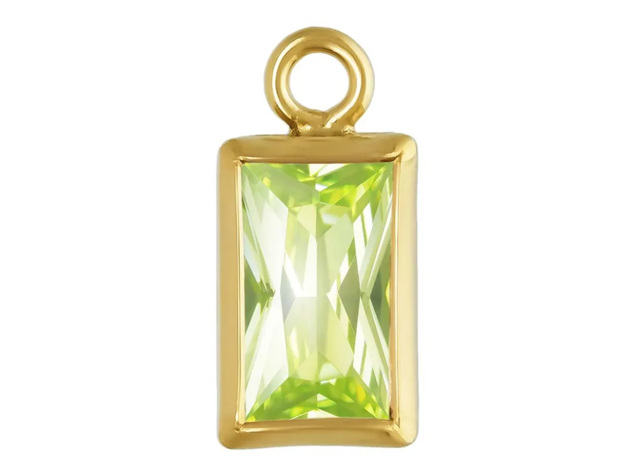 Gold Filled Cubic Zirconia Rectangle Bezel Drop Connector Lime, 3mm X 5mm