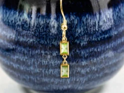 Gold Filled Cubic Zirconia Rectangle Bezel Drop Connector Lime, 3mm X 5mm