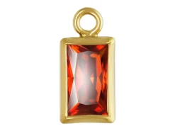 Gold Filled Cubic Zirconia Rectangle Bezel Drop Connector Ruby, 3mm X 5mm