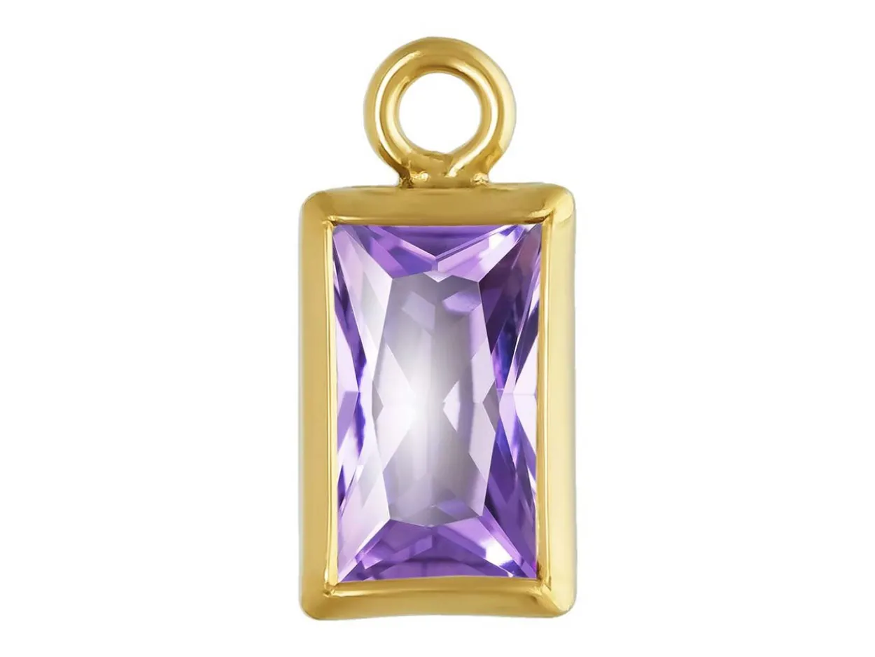 Gold Filled Cubic Zirconia Rectangle Bezel Drop Connector Light Amethyst, 3mm X 5mm
