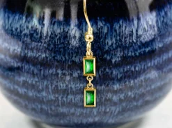 Gold Filled Cubic Zirconia Rectangle Bezel Drop Connector Green, 3mm X 5mm