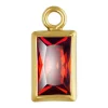 Gold Filled Cubic Zirconia Rectangle Bezel Drop Connector Garnet, 3mm X 5.0mm