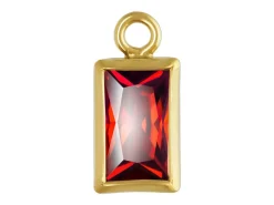 Gold Filled Cubic Zirconia Rectangle Bezel Drop Connector Garnet, 3mm X 5.0mm